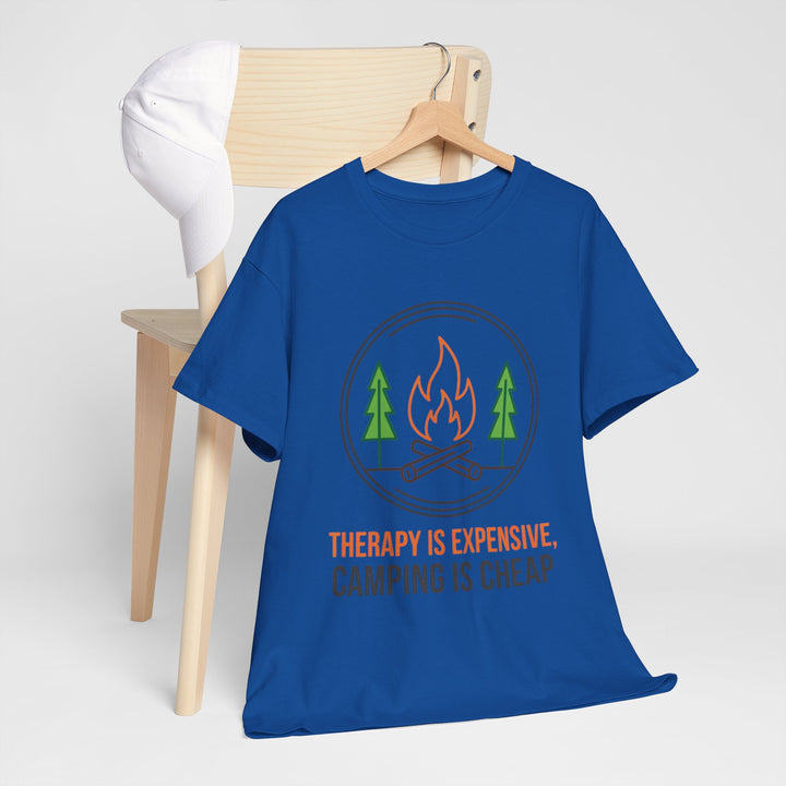 Funny Camping Therapy T-Shirt — Retro Campfire Graphic Adventure Tee
