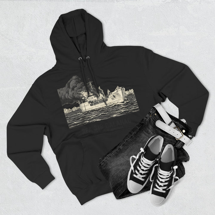 RFA Sir Galahad Graphic Hoodie — Retro Ship Illustration &amp; Gallus S&amp;W Logo