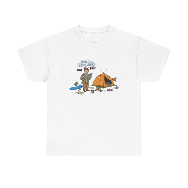 Retro Mountain Camping Graphic T-Shirt — Vintage Campfire Adventure Tee