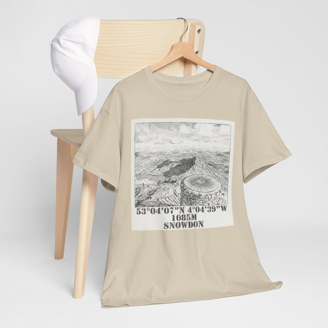 Snowdon Mountain Tee — Vintage Map Illustration with Coordinates