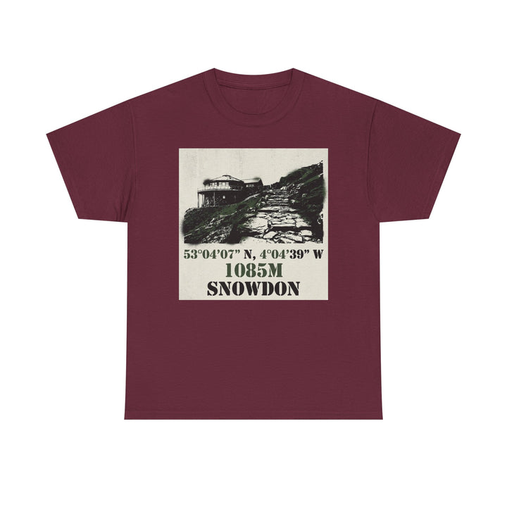 Snowdon 1085m Vintage Summit Tee — Mountain Coordinates Graphic T‑Shirt