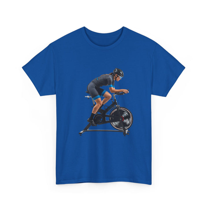Spin Indoor Trainer T‑Shirt – lightweight, breathable cotton designed for indoor cycling. Comfortable, durable, and perfect for spin workouts and training.