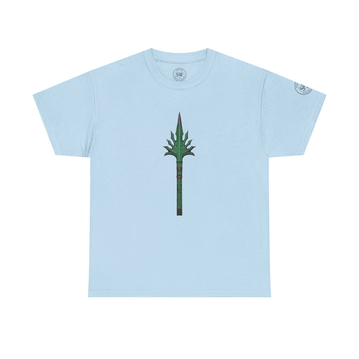 Light blue t-shirt by S&amp;W Gallus featuring a spear graphic on the front.