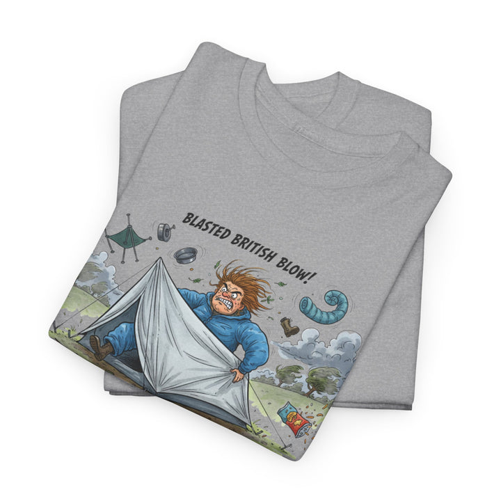Blasted British Blow Graphic T-Shirt — Retro UK Camping Adventure Tee