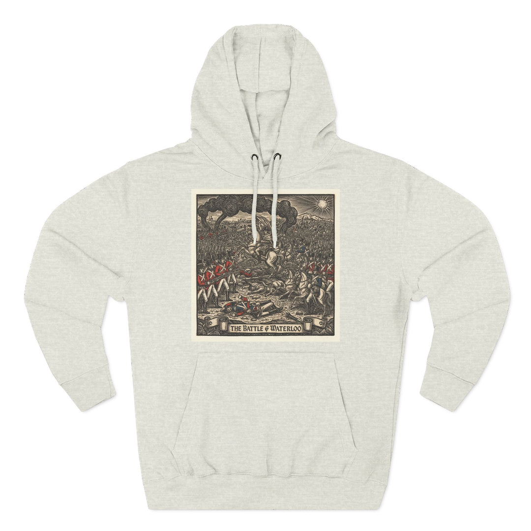 Heather gray hoodie by S&amp;W Gallus featuring the Battle of Waterloo graphic on the front.