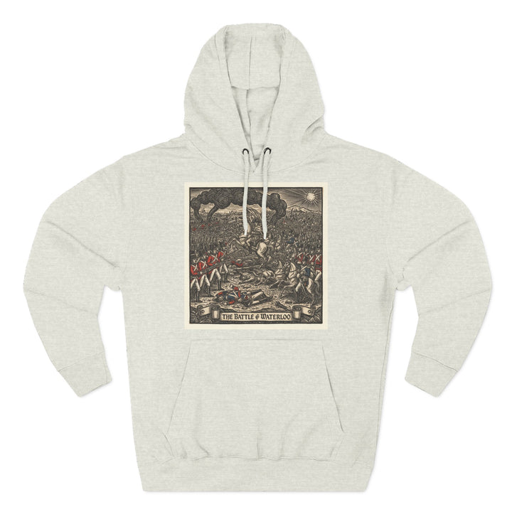 Heather gray hoodie by S&amp;W Gallus featuring the Battle of Waterloo graphic on the front.