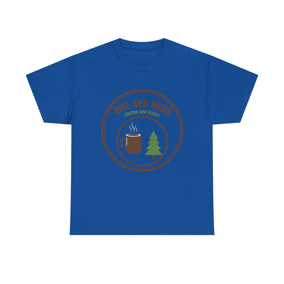 Rise and Grind Coffee T-Shirt - Vintage Camping &amp; Hiking Tee