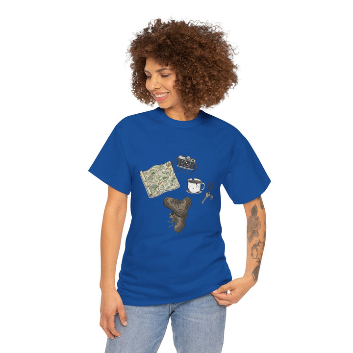 Retro Mountain Camping Gear Graphic T-Shirt - Outdoor Adventure Tee