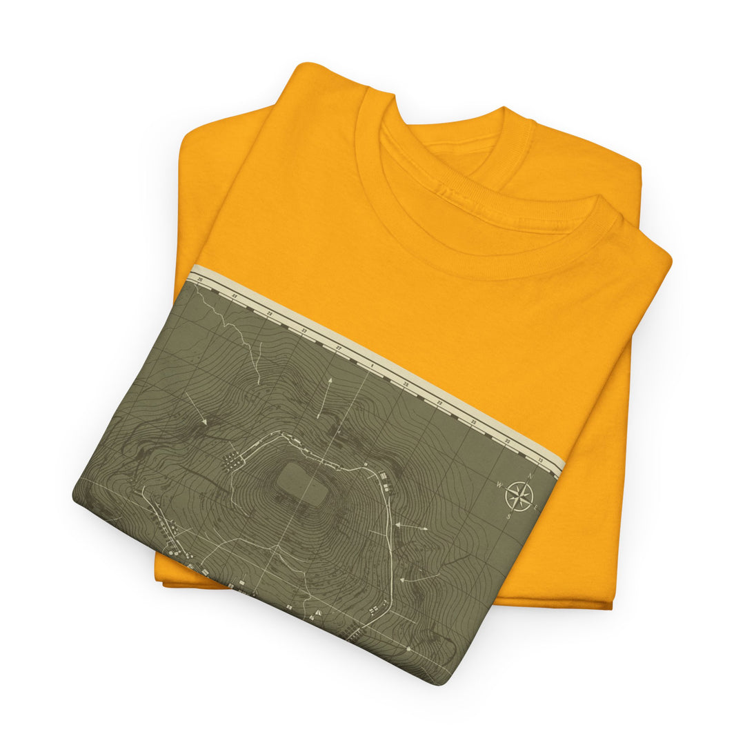 Isandlwana Map Print T-Shirt featuring a vintage topographic design. A bold heritage graphic tee inspired by historic terrain.