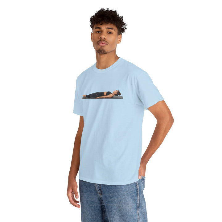 Yoga Savasana Pose Tee – soft, breathable cotton featuring the iconic Savasana pose. Perfect for yoga practice, meditation, or casual, mindful lifestyle wear.