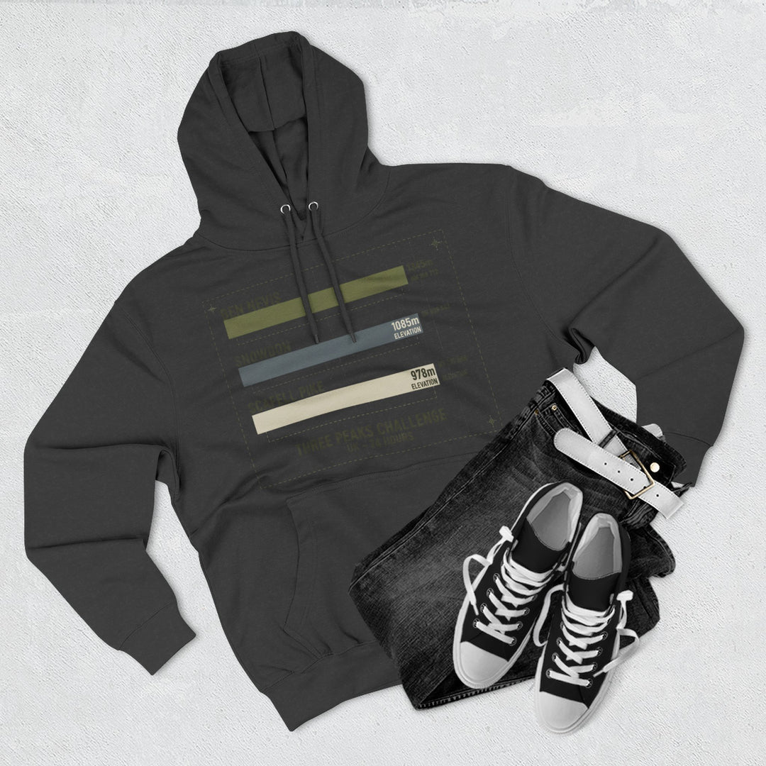 Three Peaks Challenge Hoodie — Retro Ben Nevis, Scafell Pike &amp; Snowdon Pullover