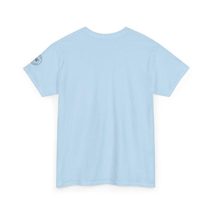 Light blue t-shirt by S&amp;W Gallus featuring a small logo on the left sleeve.