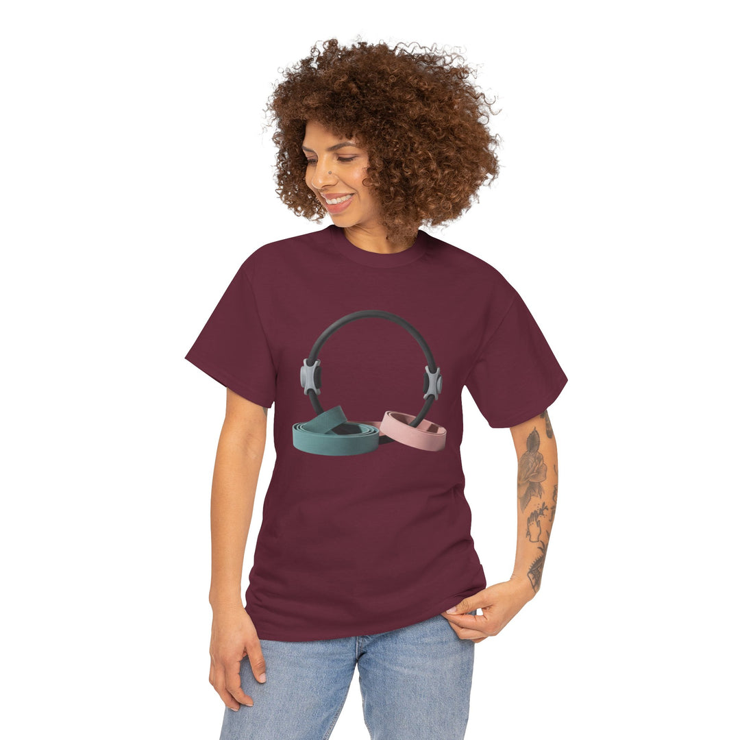 Pilates Band Workout Shirt – soft, breathable fabric designed for resistance band exercises. Comfortable, flexible, and perfect for Pilates sessions or workouts.