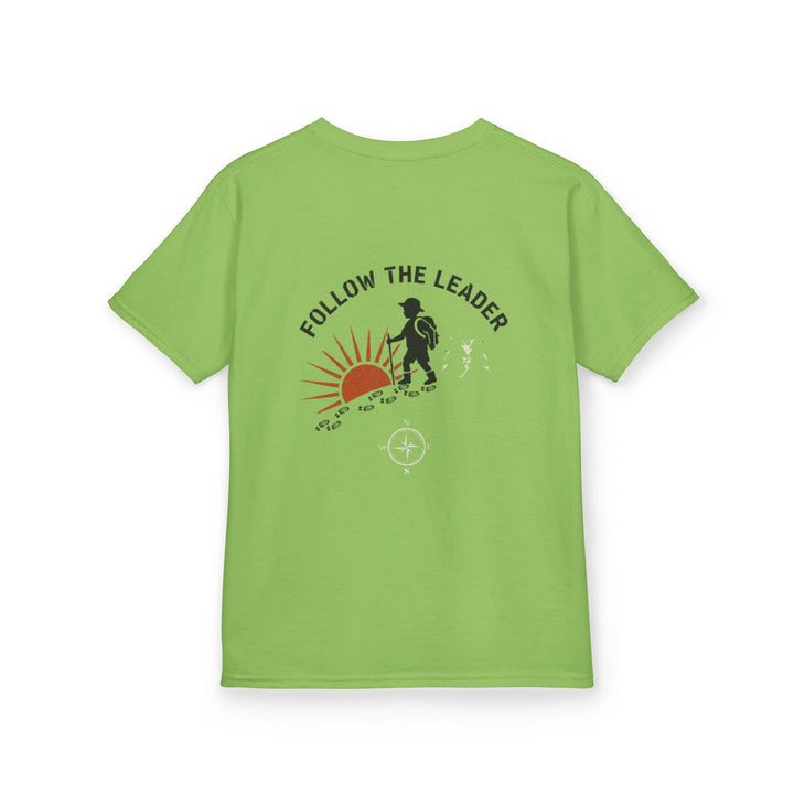 Kids Tee — "Follow the Leader" Adventure Graphic (Gallus Logo)