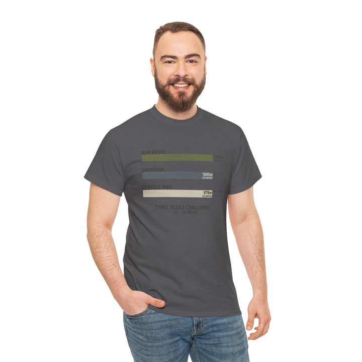 Three Peaks Challenge Graphic T-Shirt — Retro UK Mountain Hiking Tee
