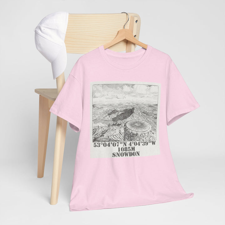 Snowdon Mountain Tee — Vintage Map Illustration with Coordinates