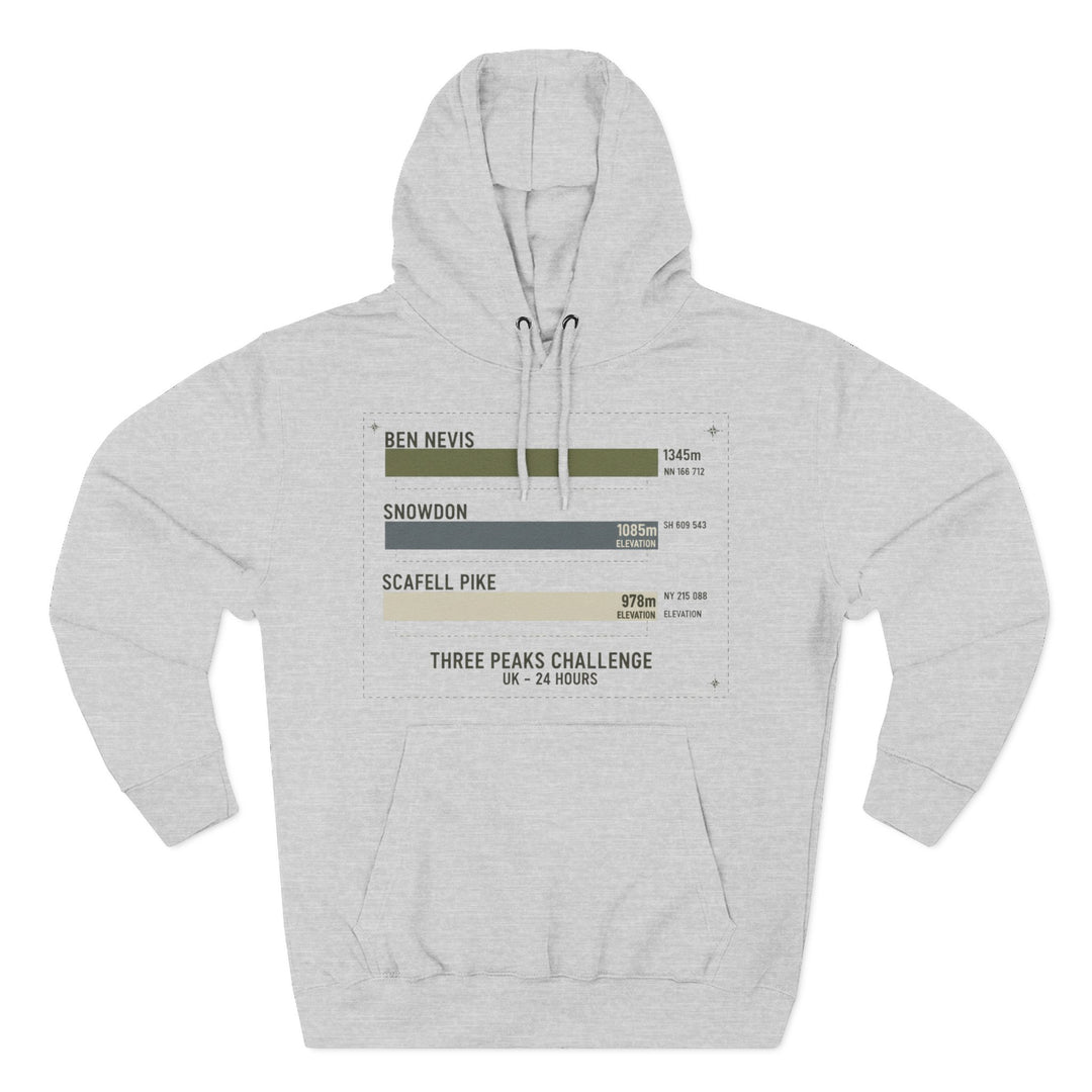 Three Peaks Challenge Hoodie — Retro Ben Nevis, Scafell Pike &amp; Snowdon Pullover