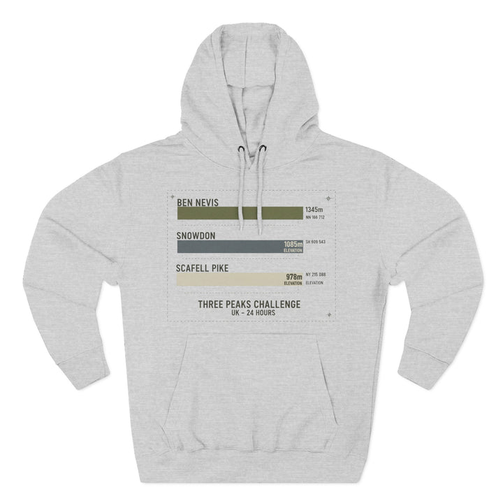Three Peaks Challenge Hoodie — Retro Ben Nevis, Scafell Pike &amp; Snowdon Pullover