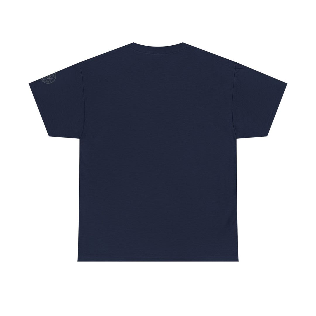 Navy t-shirt by S&amp;W Gallus, featuring a round neckline and short sleeves.