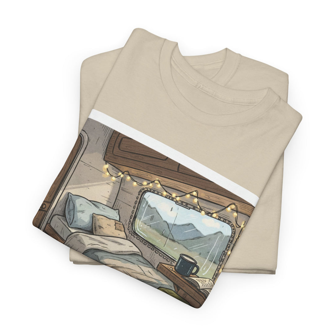 Retro Van Life Interior Graphic T-Shirt - Cozy Camper Van Aesthetic Tee