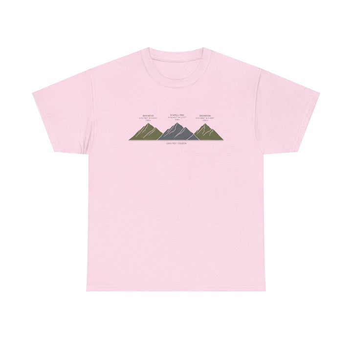 Three Peaks Challenge Graphic T-Shirt — Retro UK Mountain Hiking Tee