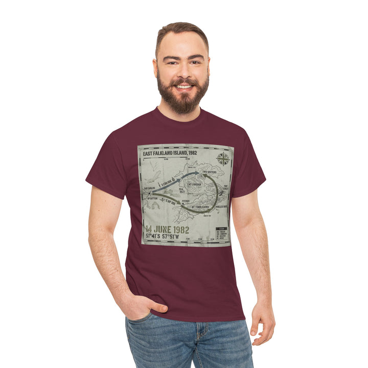 East Falkland 1982 Map T-Shirt — Port Stanley Victory Graphic