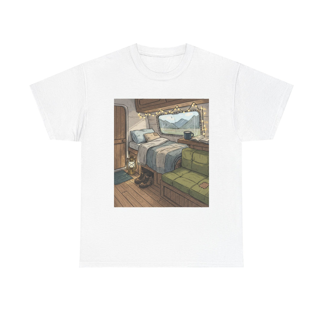 Retro Van Life Interior Graphic T-Shirt - Cozy Camper Van Aesthetic Tee