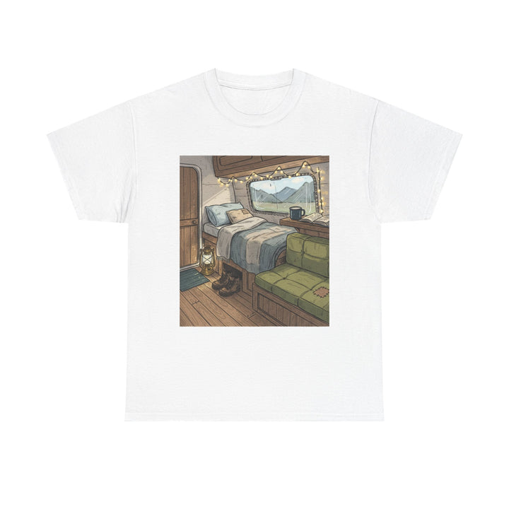 Retro Van Life Interior Graphic T-Shirt - Cozy Camper Van Aesthetic Tee