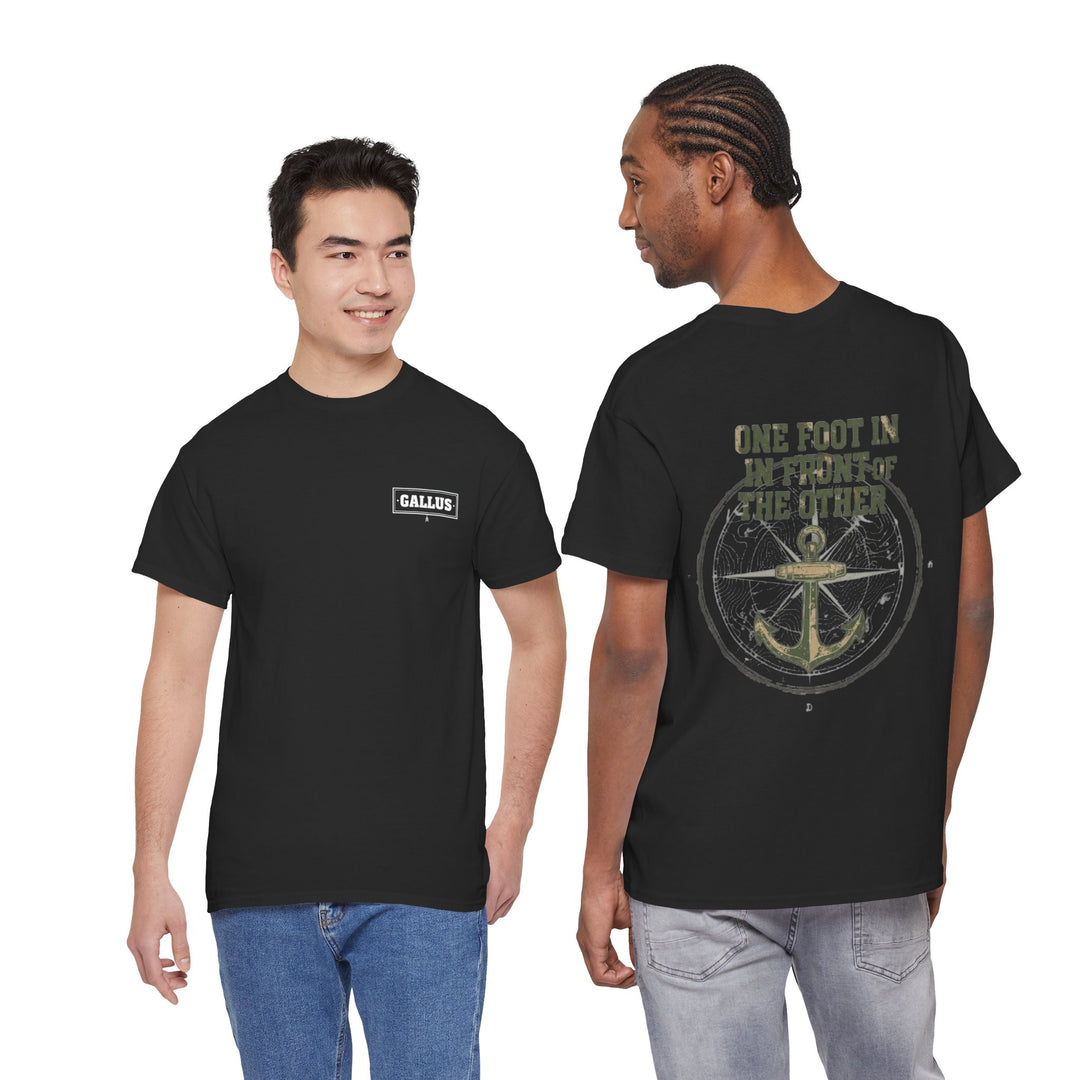 T-Shirt — Anchor Graphic “One Foot In Front Of The Other” Motivational Nautical Tee