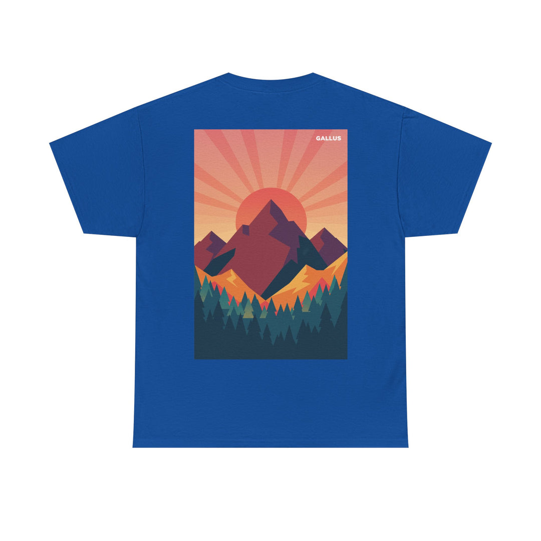 T-Shirt — Gallus Mountain Graphic Tee (Sunrise Landscape Back Print)