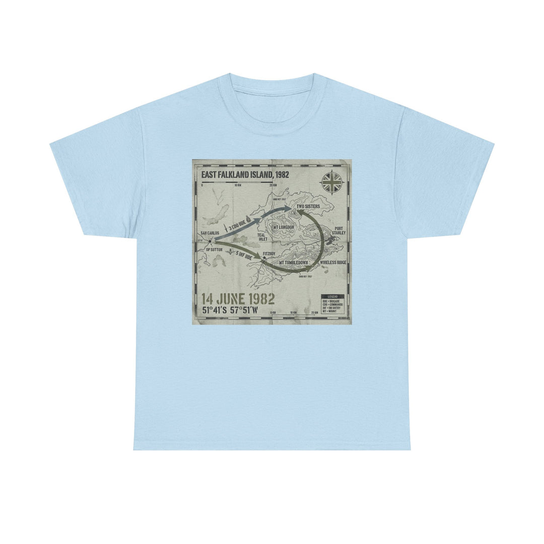 East Falkland 1982 Map T-Shirt — Port Stanley Victory Graphic