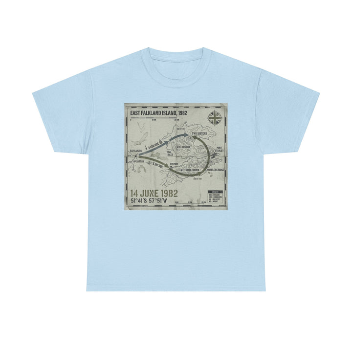 East Falkland 1982 Map T-Shirt — Port Stanley Victory Graphic