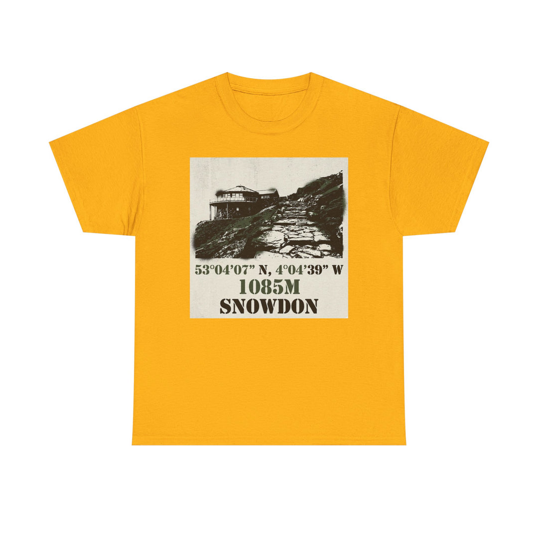 Snowdon 1085m Vintage Summit Tee — Mountain Coordinates Graphic T‑Shirt