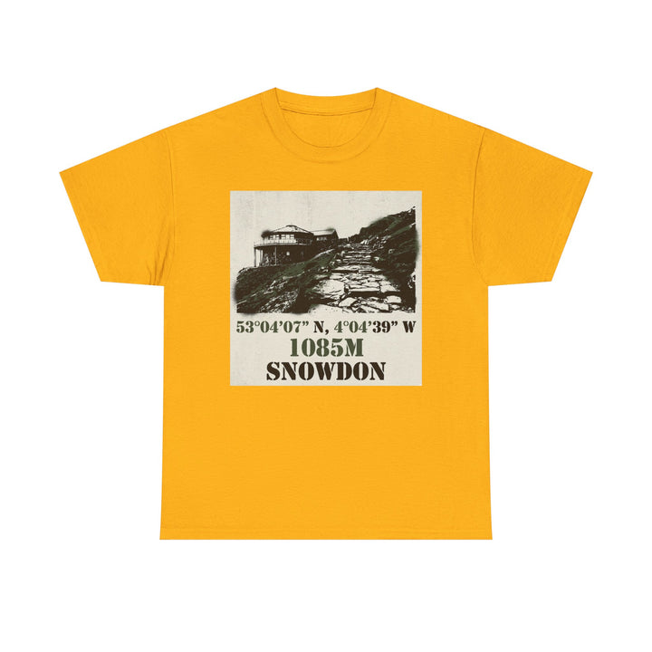 Snowdon 1085m Vintage Summit Tee — Mountain Coordinates Graphic T‑Shirt