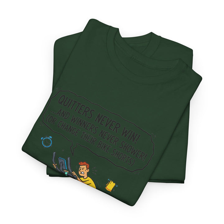 Spin Motivational Tee – soft, breathable cotton featuring an inspiring cycling graphic. Perfect for spin classes, workouts, and active lifestyle wear.