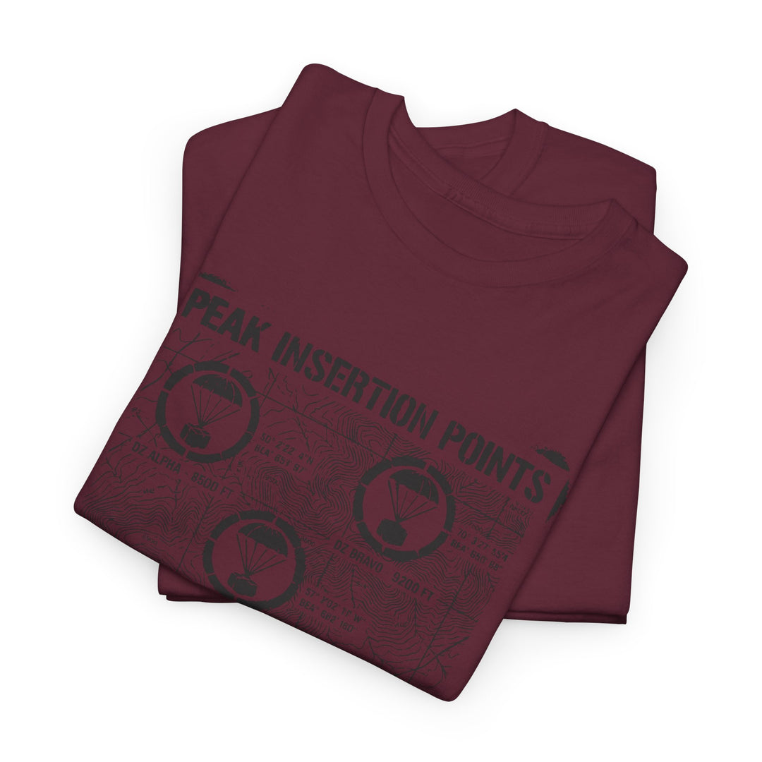 Retro Mountain Schematic Graphic T-Shirt — Technical Diagram Hiking Tee