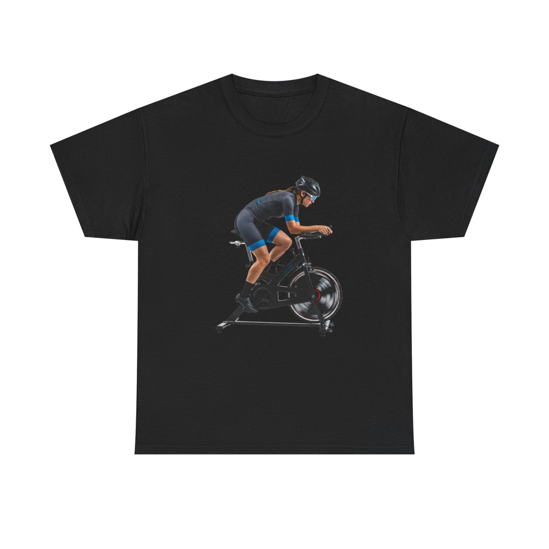 Spin Indoor Trainer T‑Shirt – lightweight, breathable cotton designed for indoor cycling. Comfortable, durable, and perfect for spin workouts and training.