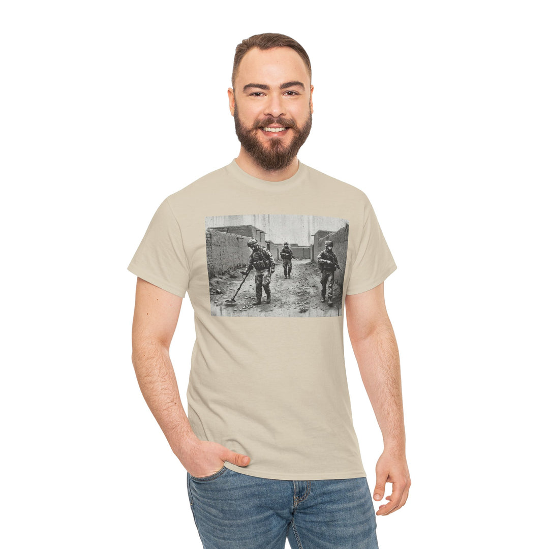 Helmand Vallon Patrol T-Shirt - Vintage Military Graphic Tee - Black &amp; White