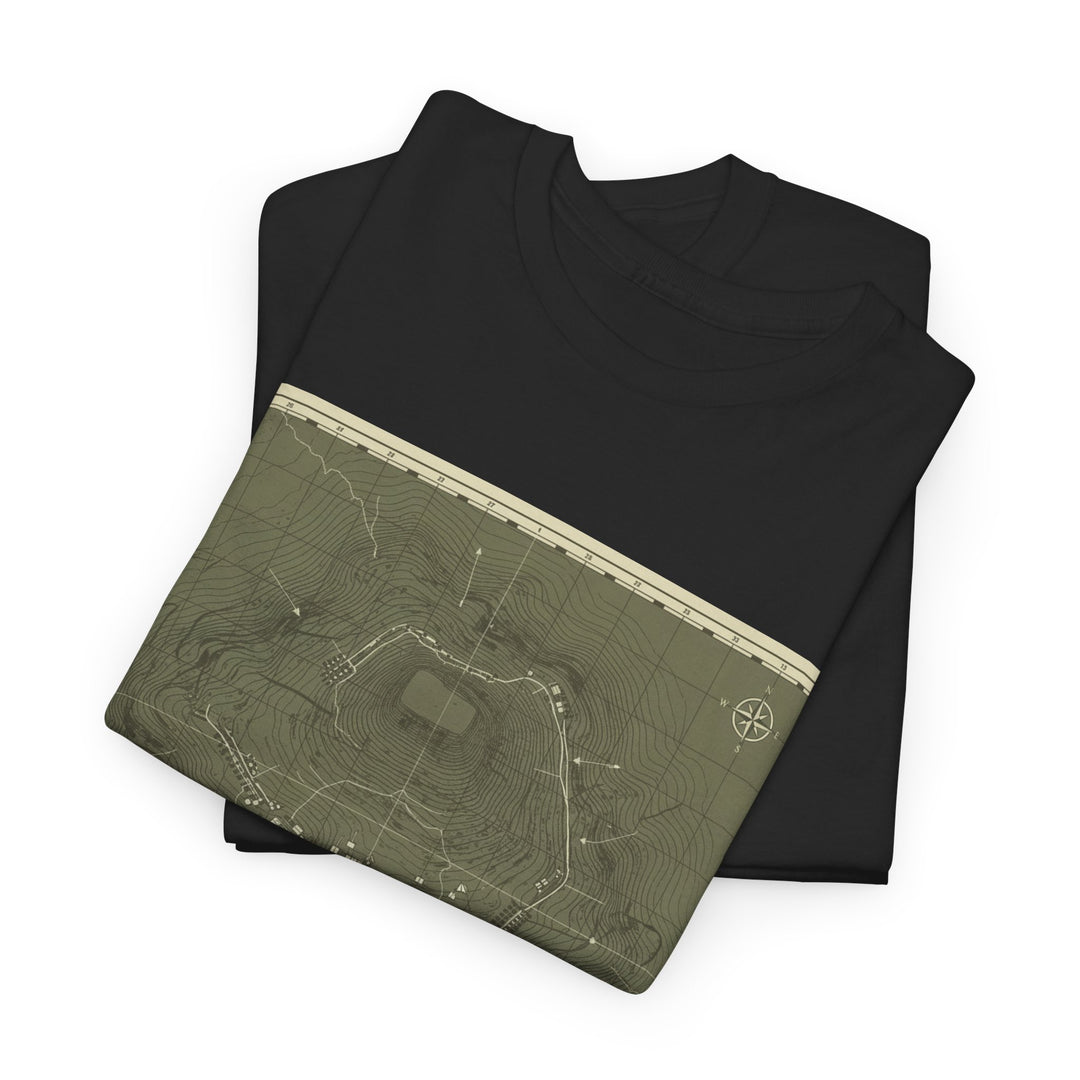 Isandlwana Map Print T-Shirt featuring a vintage topographic design. A bold heritage graphic tee inspired by historic terrain.