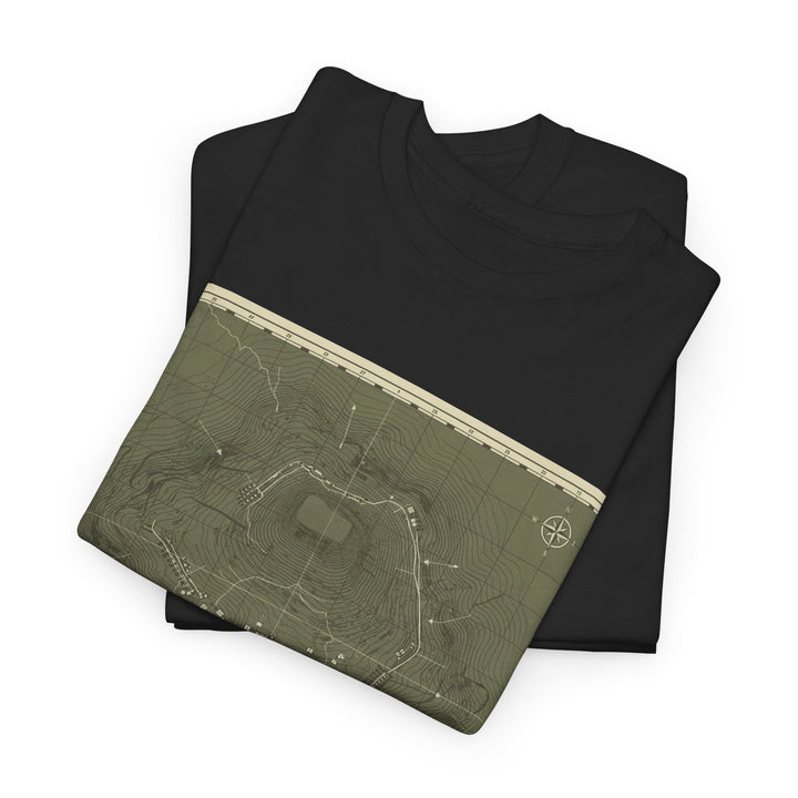 Isandlwana Map Print T-Shirt featuring a vintage topographic design. A bold heritage graphic tee inspired by historic terrain.
