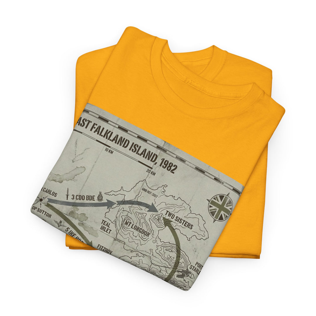East Falkland 1982 Map T-Shirt — Port Stanley Victory Graphic