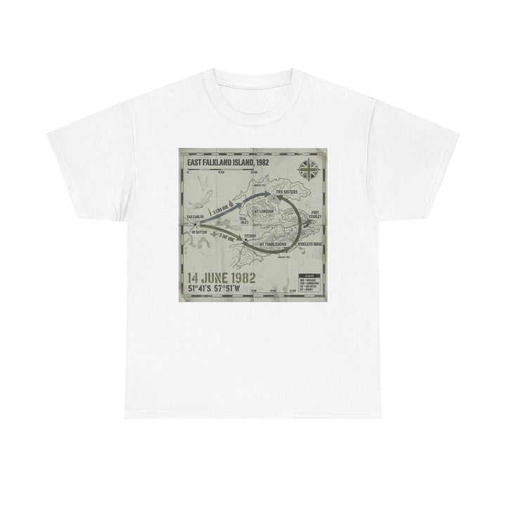 East Falkland 1982 Map T-Shirt — Port Stanley Victory Graphic