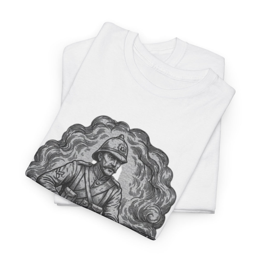 Soldier 1879 T-Shirt featuring a vintage Rorke’s Drift–style rifleman illustration. A bold Anglo-Zulu War tribute design.