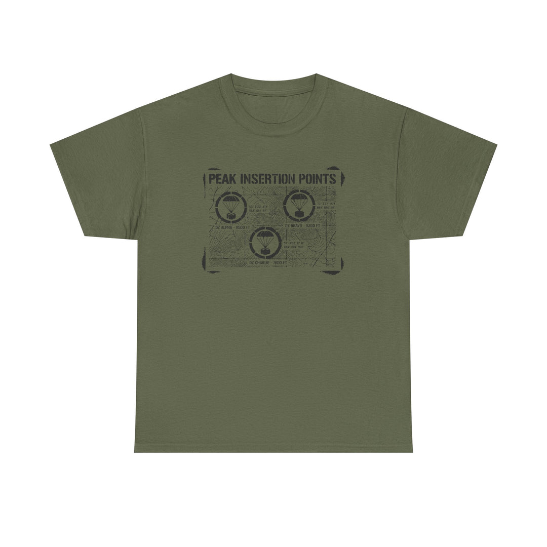 Retro Mountain Schematic Graphic T-Shirt — Technical Diagram Hiking Tee