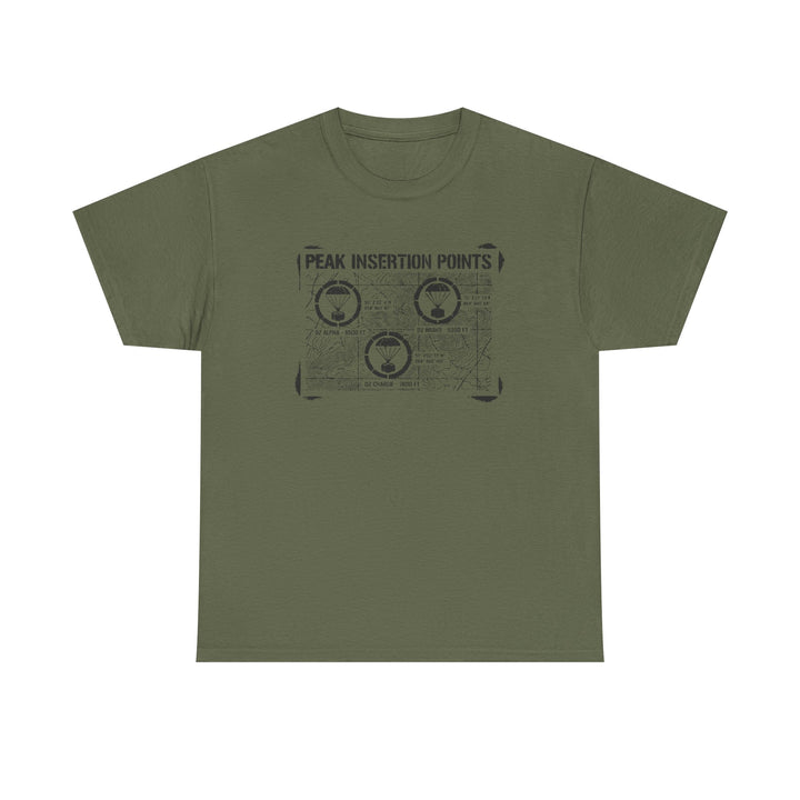 Retro Mountain Schematic Graphic T-Shirt — Technical Diagram Hiking Tee