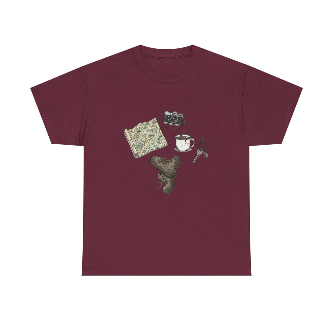 Retro Mountain Camping Gear Graphic T-Shirt - Outdoor Adventure Tee