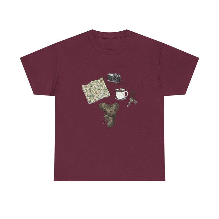 Retro Mountain Camping Gear Graphic T-Shirt - Outdoor Adventure Tee