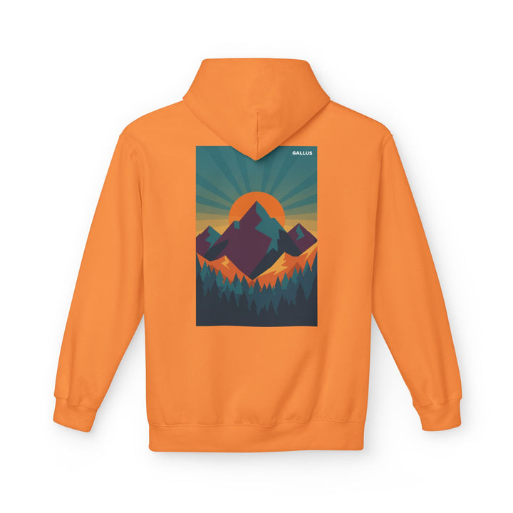 Sunset Mountain Hoodie — Retro Outdoors Graphic Pullover