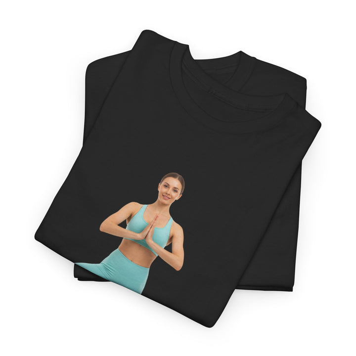 Yoga Pose Tee – soft, breathable cotton featuring a stylish yoga pose design. Perfect for yoga practice, meditation, or casual mindful lifestyle wear.