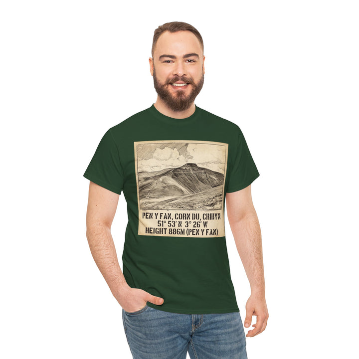 Pen y Fan Summit Coordinates T-Shirt — Vintage Mountain Peak Tee